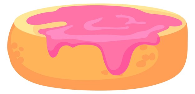 Capa de bizcocho con glaseado rosa Icono de proceso de panadería