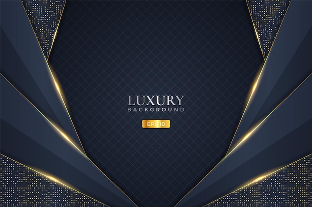 Capa elegante superpuesta diagonal realista de fondo de lujo con efecto de brillo dorado brillante