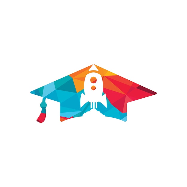 Capa de graduación con el diseño del logotipo del vector de cohetes