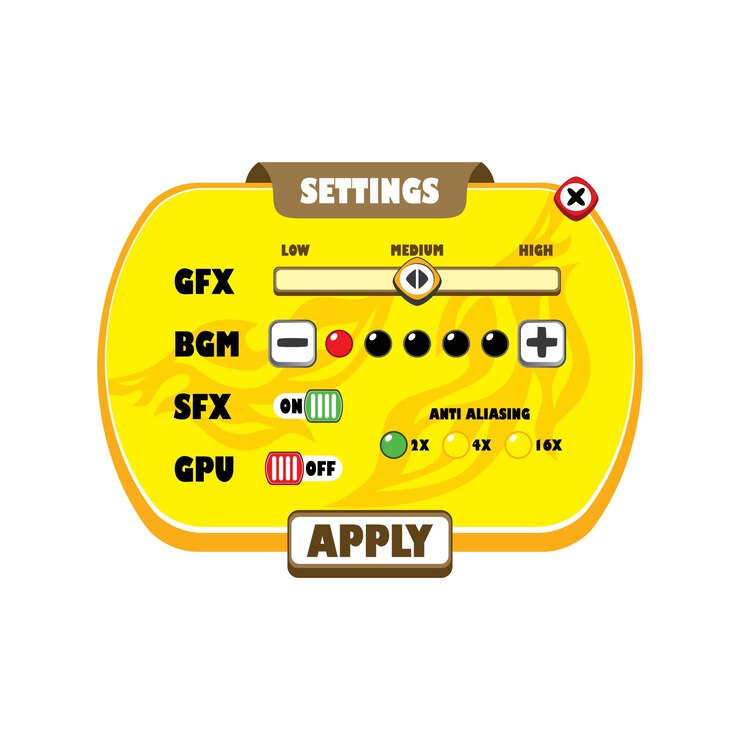Vector capa del menú de recursos del juego