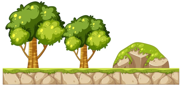 Capa de piedra aislada con árboles