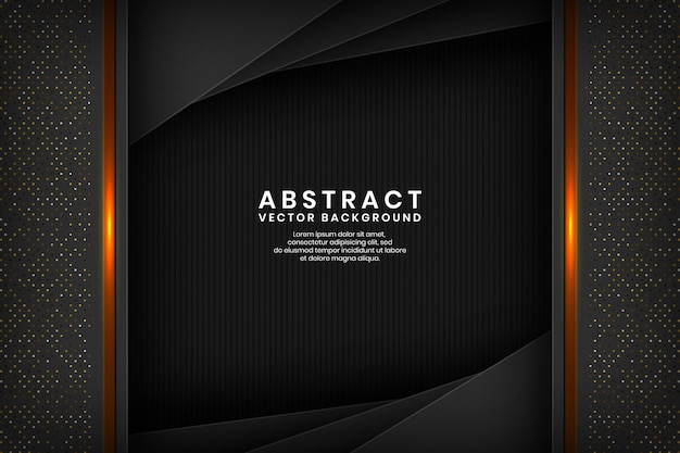 Vector capa de superposición de fondo abstracto negro moderno en el espacio oscuro con brillos dorados.