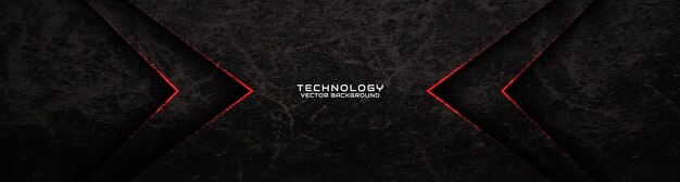 Capa de superposición de fondo abstracto techno grunge áspero negro 3D en el espacio oscuro con efecto de flecha roja