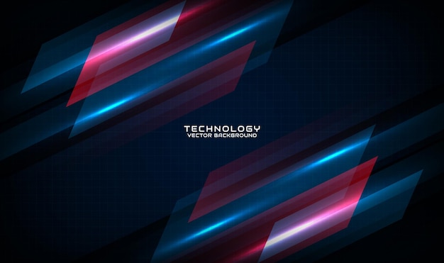 Capa de superposición de fondo abstracto techno rojo azul 3D en el espacio oscuro con concepto de estilo de movimiento de velocidad