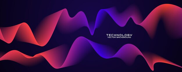 Capa de superposición de fondo abstracto de tecnología azul naranja 3D en el espacio oscuro con efecto de ondas brillantes