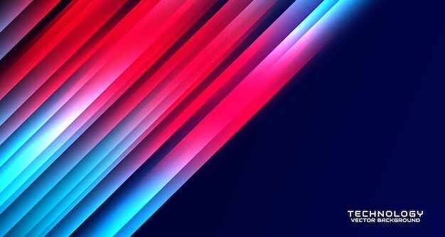 Capa de superposición de fondo abstracto de tecnología azul roja 3D en espacio oscuro con efecto brillante