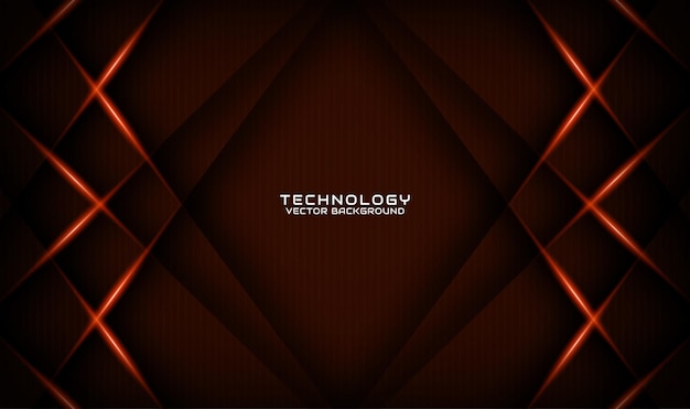 Capa de superposición de fondo abstracto de tecnología marrón 3D con decoración de efecto de luz naranja