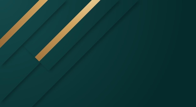 Capa de superposición geométrica verde oscuro premium abstracta con líneas doradas de rayas Fondo de estilo de lujo