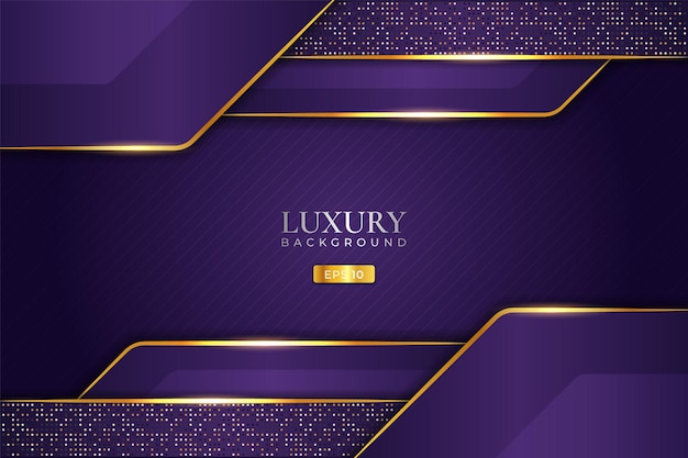 Capa superpuesta púrpura de fondo de lujo con elegante efecto dorado resplandor y brillo