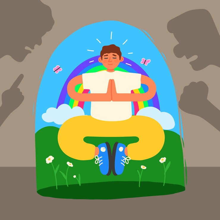 Vector el caparazón protector mental del niño. conflictos parentales en la familia. concepto de autoinmersión. el niño se salva mentalmente de la agresión de los padres. ilustración vectorial en estilo de dibujos animados