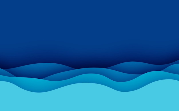 Capas de corte de papel 3D de textura de color azul de múltiples capas en banner de vector degradado Corte de papel abstracto