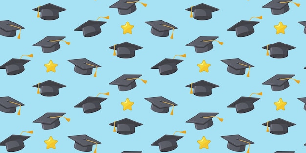 Capas de graduación con estrellas en el fondo Un patrón sin costuras con capas de gradinación de color gris negro