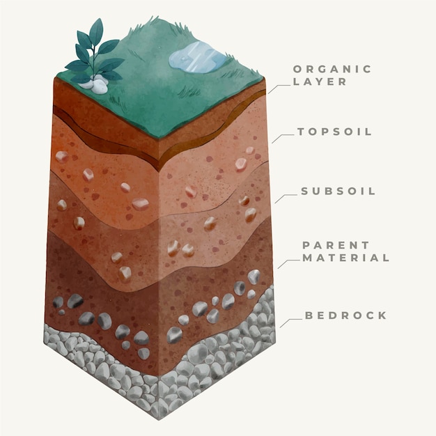 Capas de ilustración acuarela de la tierra