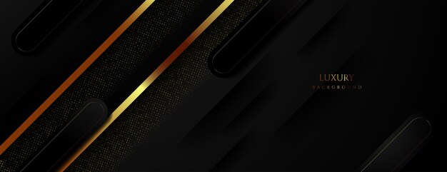 Capas superpuestas abstractas en negro y dorado sobre fondo oscuro Concepto gráfico para su diseño