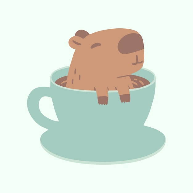Capibara disfrutando de una taza de café