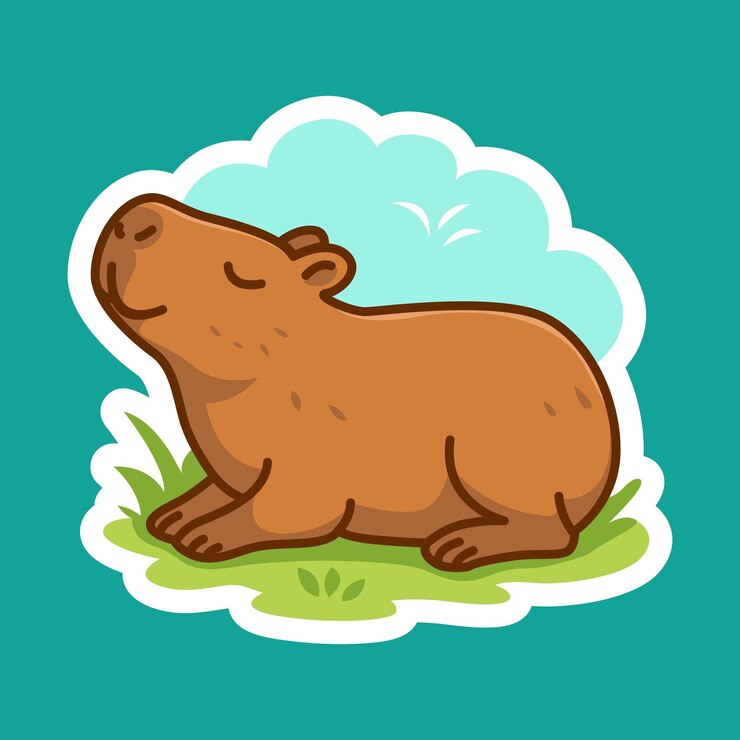 Vector un capíbara feliz relajándose en la hierba