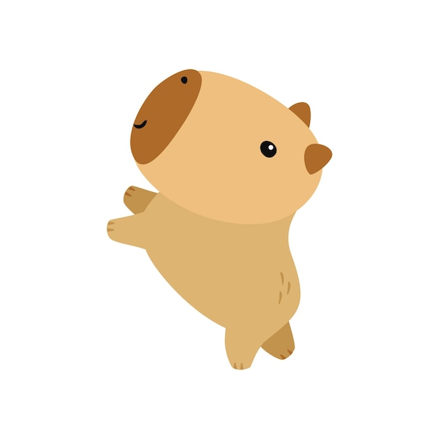 Vector capibara lindo en una ilustración vectorial de fondo blanco lindo y gracioso retrato de dibujos animados de capibara