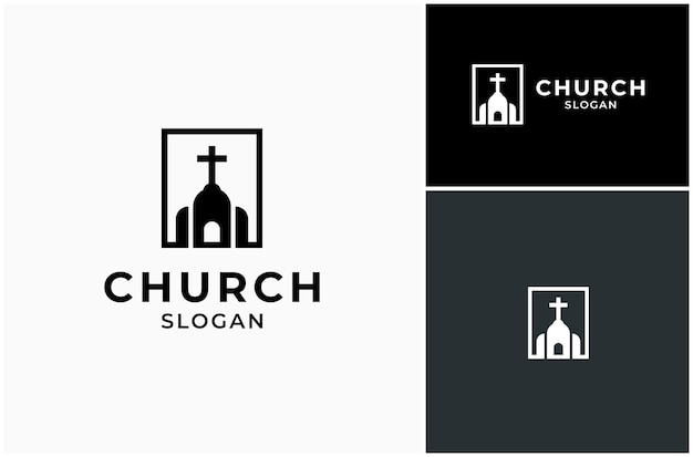 Capilla Iglesia Católica Adoración cristiana Oración Pastor Sacerdote Vector Diseño del logotipo Ilustración