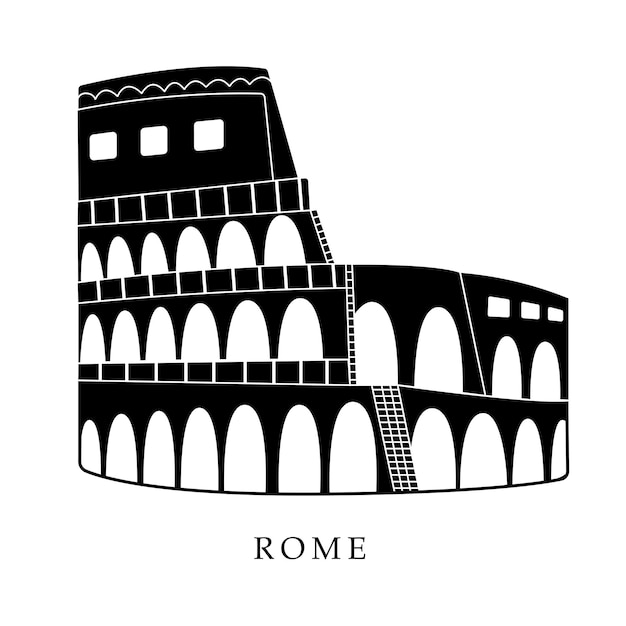 Capitales europeas roma ilustración en blanco y negro