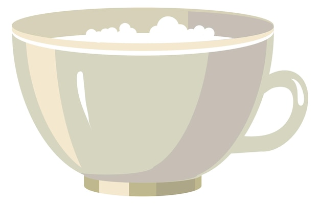 Cappuchino en taza de cerámica Icono de taza de bebida caliente de dibujos animados