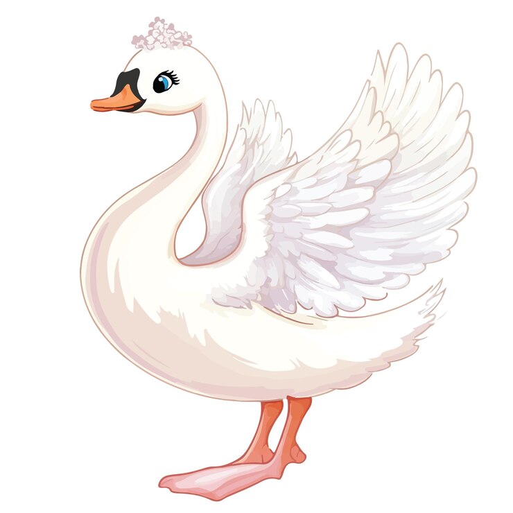 Vector el capricho del ballet del cisne un encantador dibujo animado ilustración vectorial de la danza
