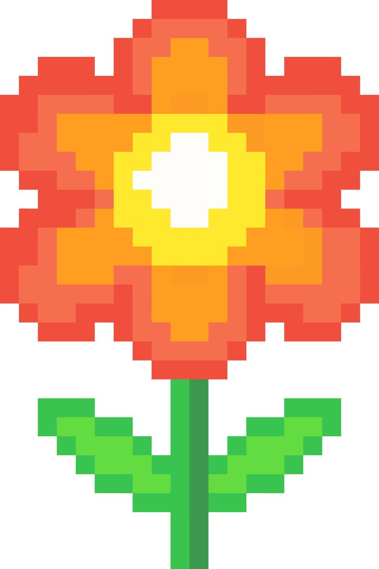Vector capricho pixel art flor en vector retro 8bit ilustración floral para decoración y proyectos digitales