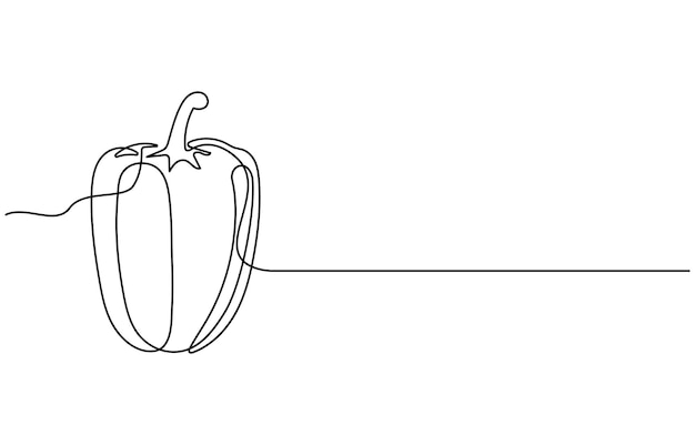 Capsicum dibujo artístico continuo de una línea de ilustración vectorial