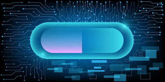 Cápsula Chip de computadora Vector de placa de circuito electrónico para concepto de tecnología y finanzas