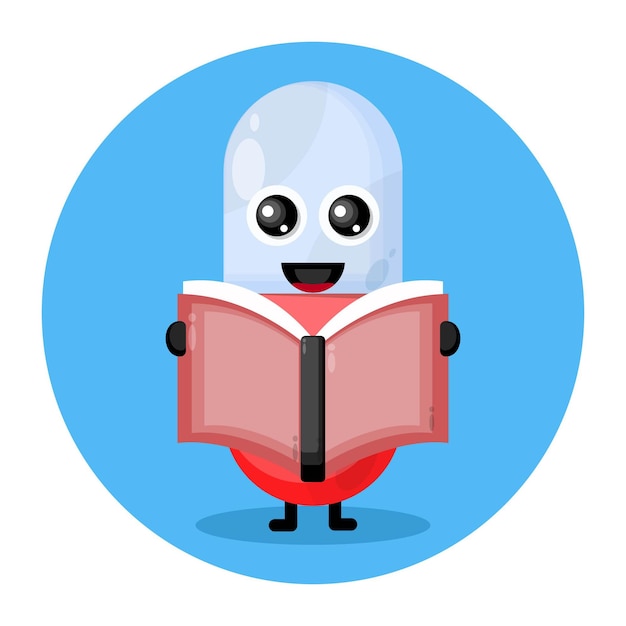 Cápsula libro de lectura lindo personaje logo