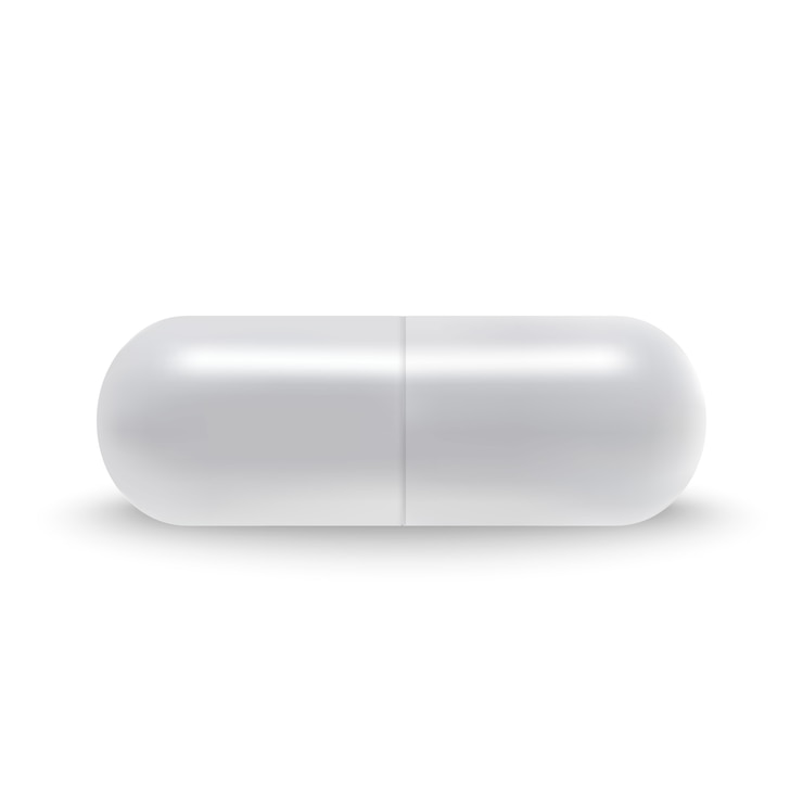 Vector cápsula de píldora médica blanca realista