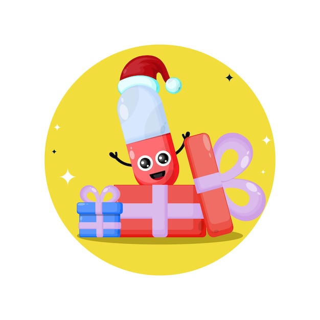 Cápsula de regalo logotipo de personaje lindo de navidad