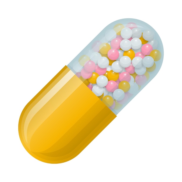 Cápsula vectorial con bolas pequeñas