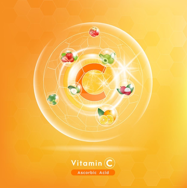 Vector cápsula de vitamina c medicina sustancia naranja