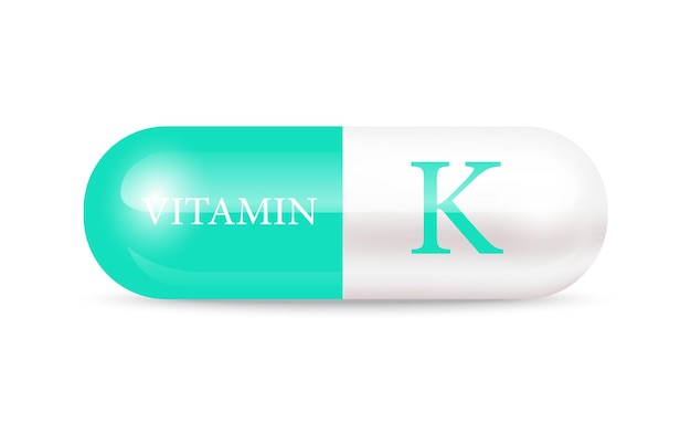 Cápsula de vitamina K Estructura de tiamina verde blanco Concepto de negocio de drogas Belleza de cuidado personal