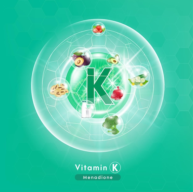 Cápsulas de complejo de vitamina k verde con fórmula química