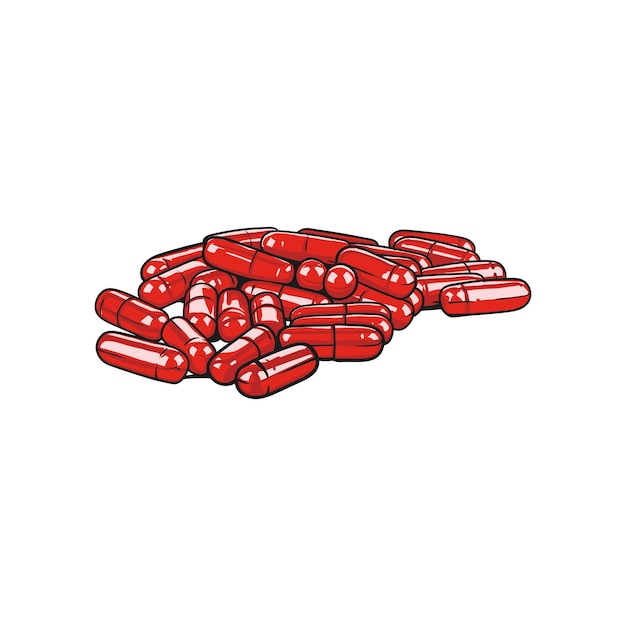 Capsulas farmacéuticas rojas sobre un fondo blanco