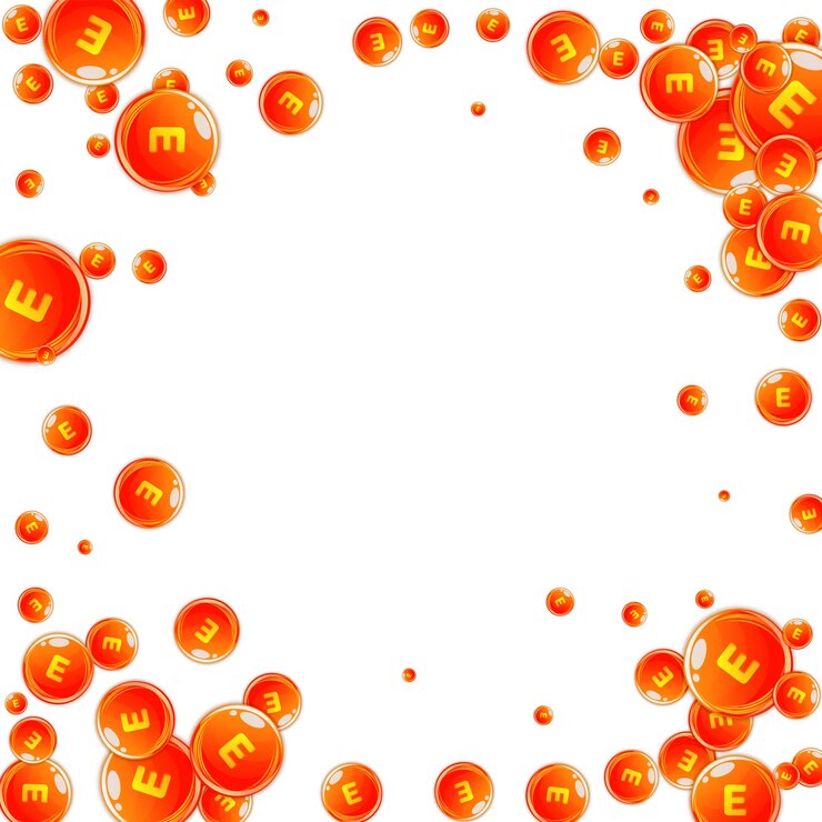 Vector cápsulas redondas de vitamina e esparcidas al azar