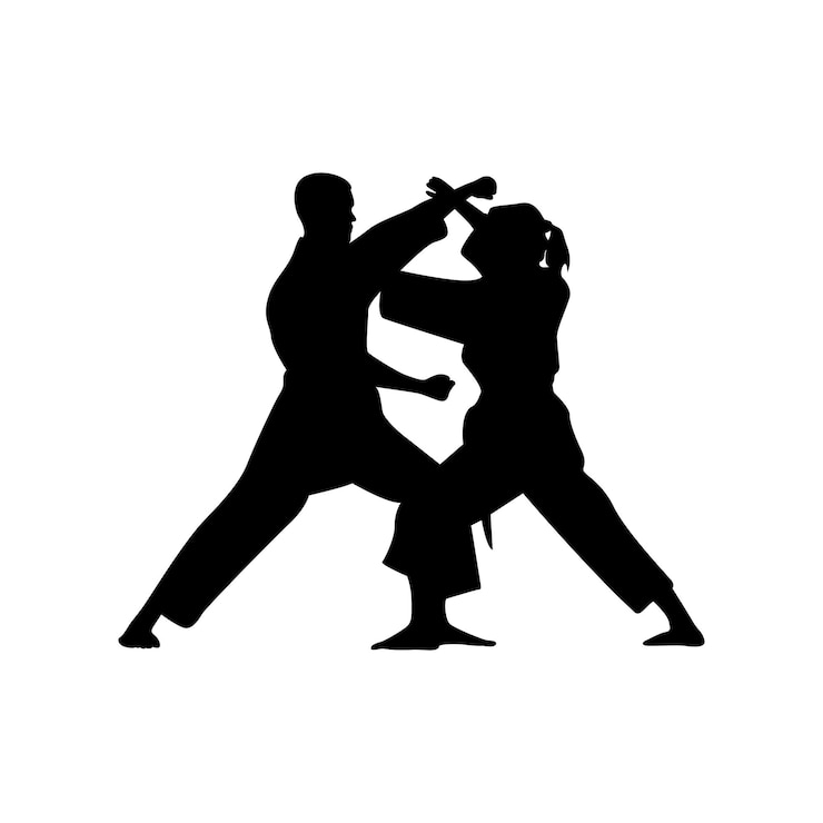 Captura la fluidez y la energía del jiu jitsu con una silueta elegante que retrata el movimiento