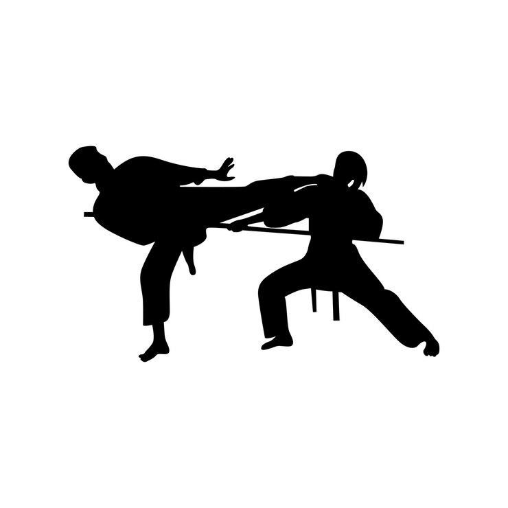 Captura la fluidez y la energía del jiu jitsu con una silueta elegante que retrata el movimiento
