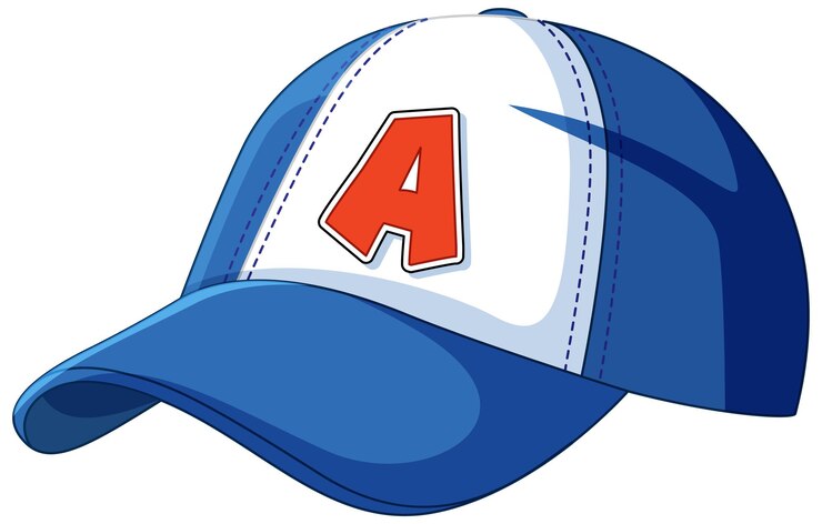 Vector capucha de béisbol azul con la letra roja a