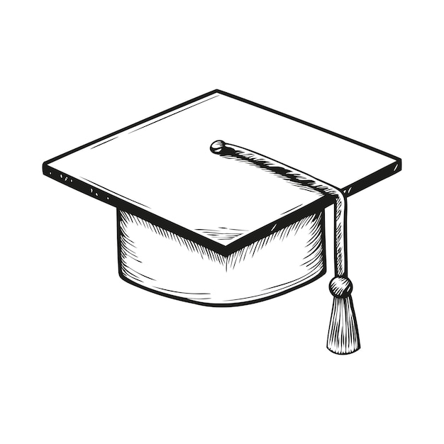 Capucha de graduación en estilo de grabado vintage dibujado a mano