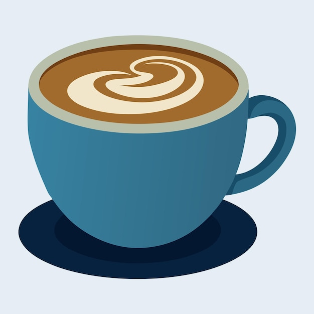 Capuchino de alto ángulo de visión Café plano Diseño temático Icono con sombra