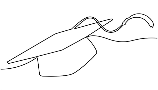 Capuchón de graduación y diploma continuo dibujo de una línea dibujado a mano dibujo de línea de arte vectorial ilustración