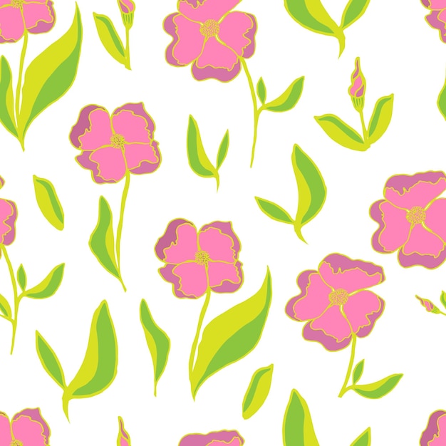 Capullos de flores de patrones sin fisuras de vector con hojas Ilustración botánica para volantes telas textiles papel tapiz papel de fondo invitación tarjetas de primavera y verano