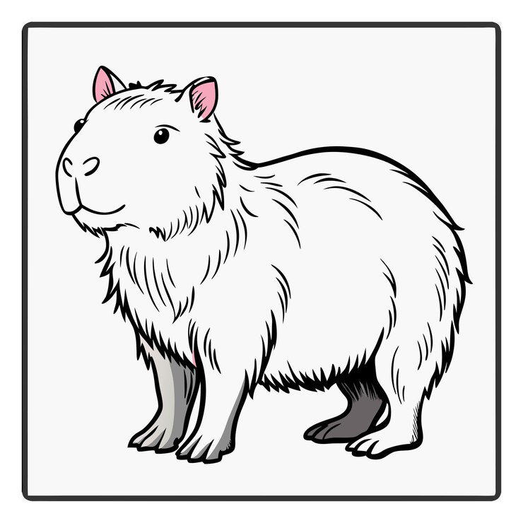 Vector capybara contorno de la página de colorear vector