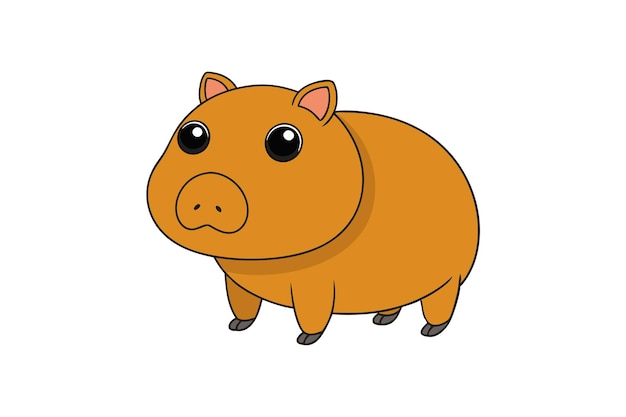 Capybara Ilustración vectorial Linocut Kawaii dibujos animados Clipart amplificador Diseño artístico de línea