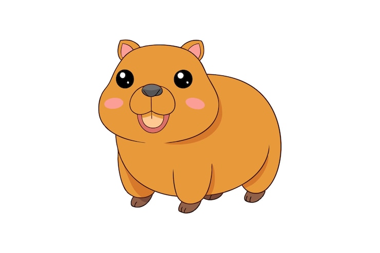 Vector capybara ilustración vectorial linocut kawaii dibujos animados clipart amplificador diseño artístico de línea