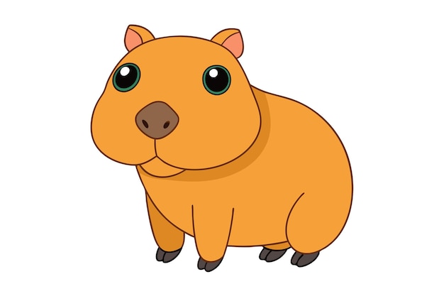 Capybara Ilustración vectorial Linocut Kawaii dibujos animados Clipart amplificador Diseño artístico de línea