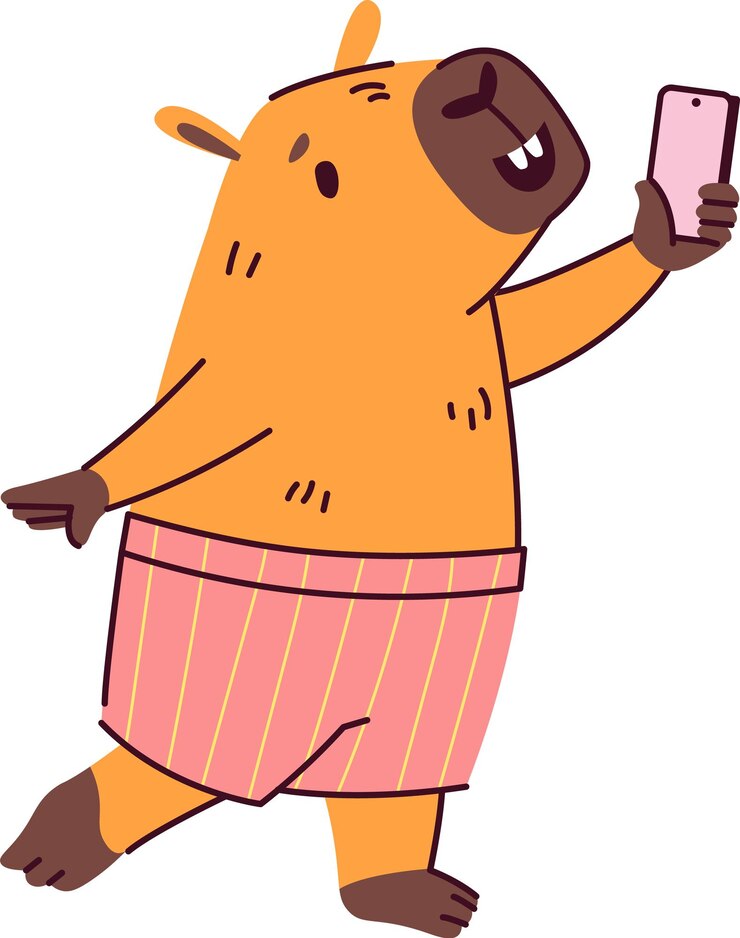 Vector capybara tomando una selfie
