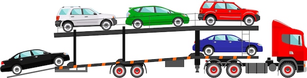 Vector car carrier truck entrega auto icono en estilo plano vector ilustración